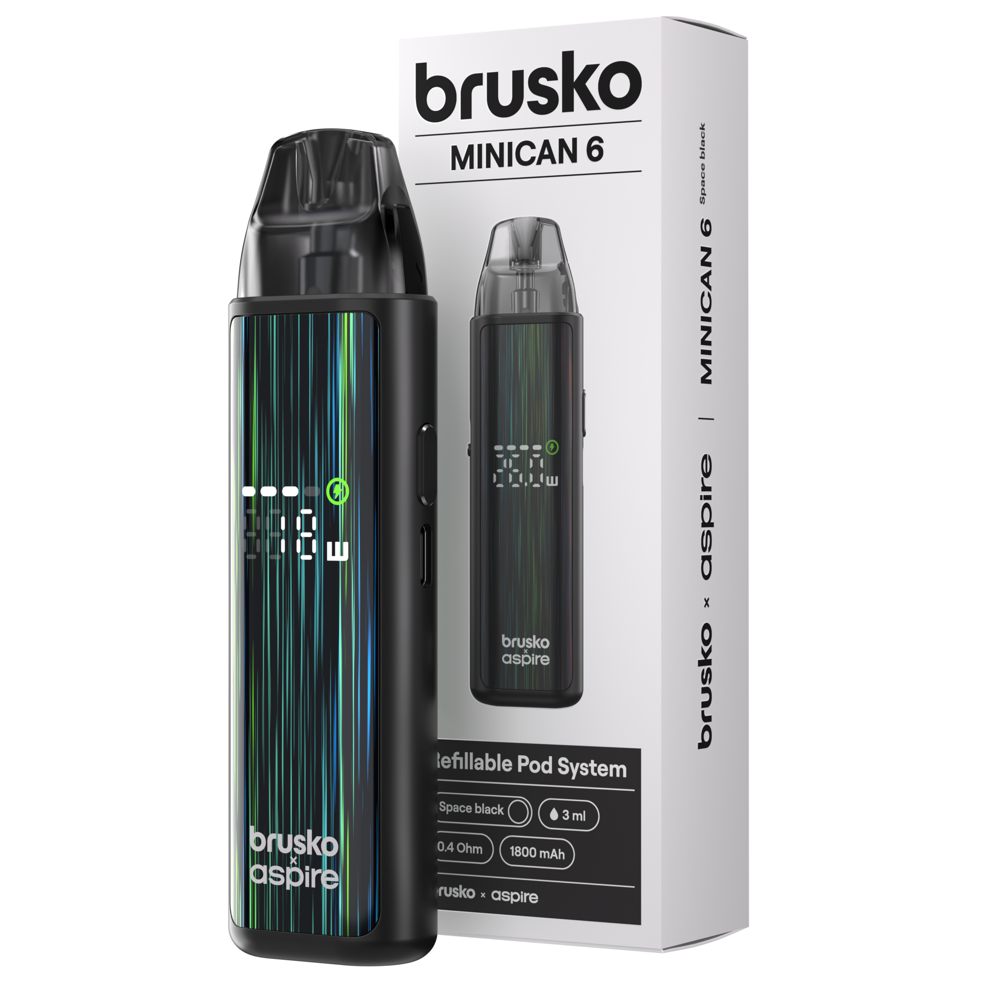 Многоразовая электронная система, (космический чёрный) Модель BRUSKO MINICAN 6