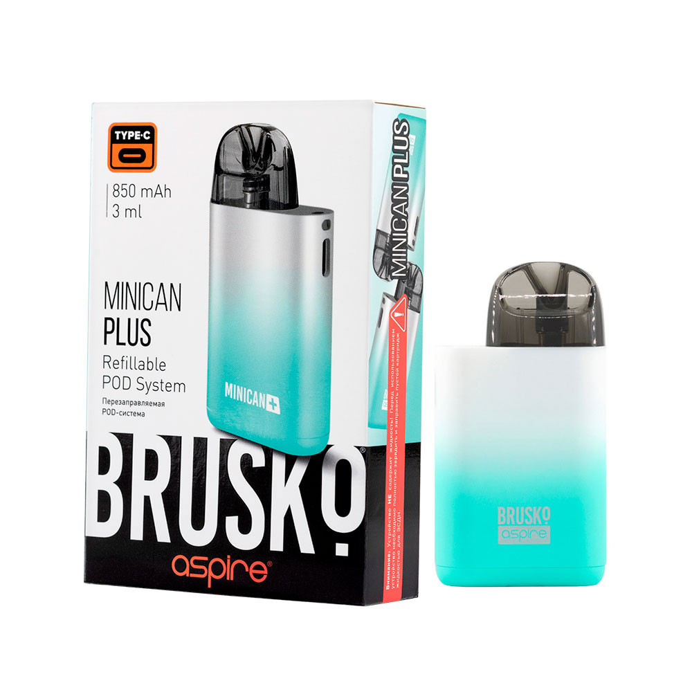 Многоразовая электронная система,  Модель BRUSKO MINICAN PLUS (Бирюзово-белый градиент)