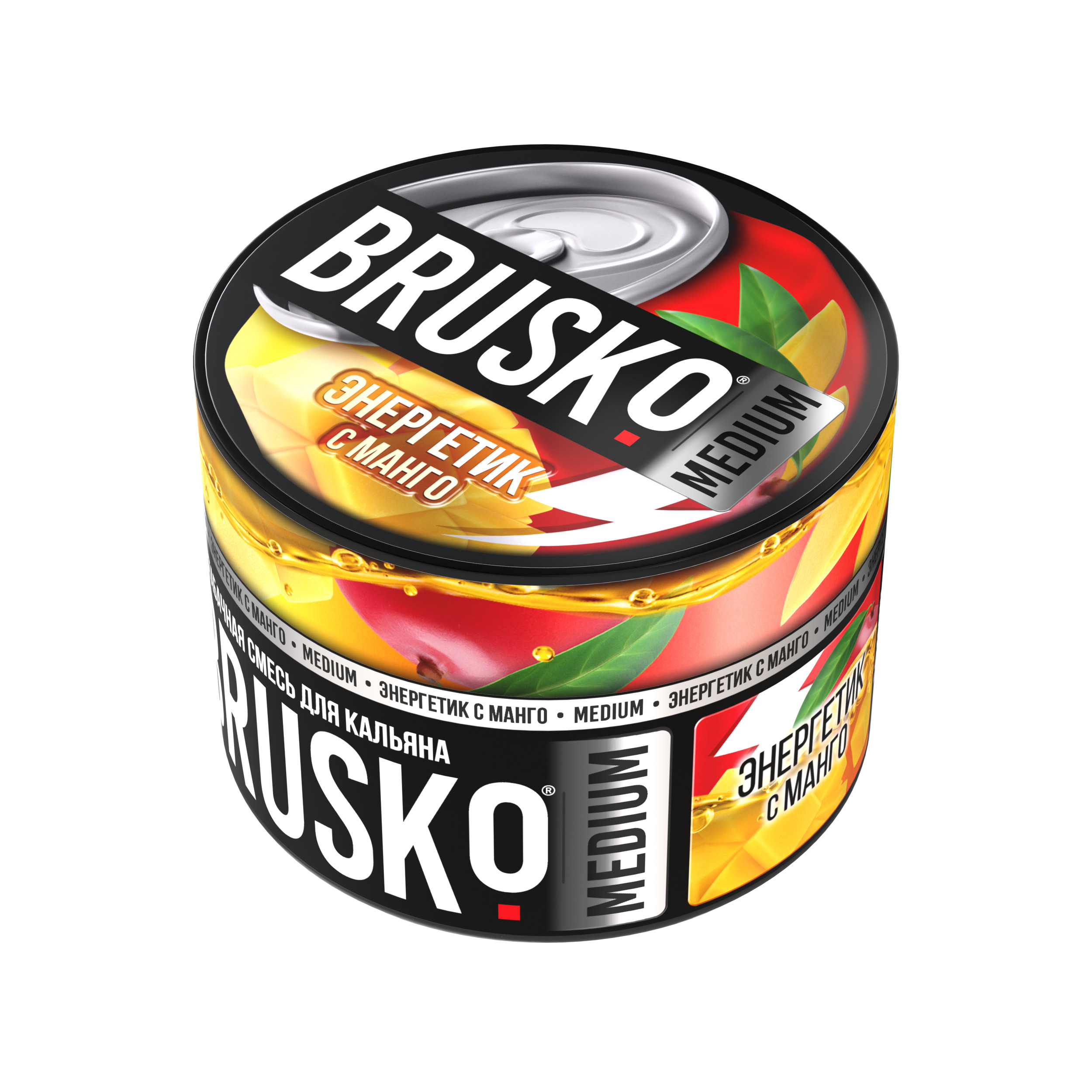 Бестабачная смесь для кальяна BRUSKO, 50 г, Энергетик с манго, Medium (М)