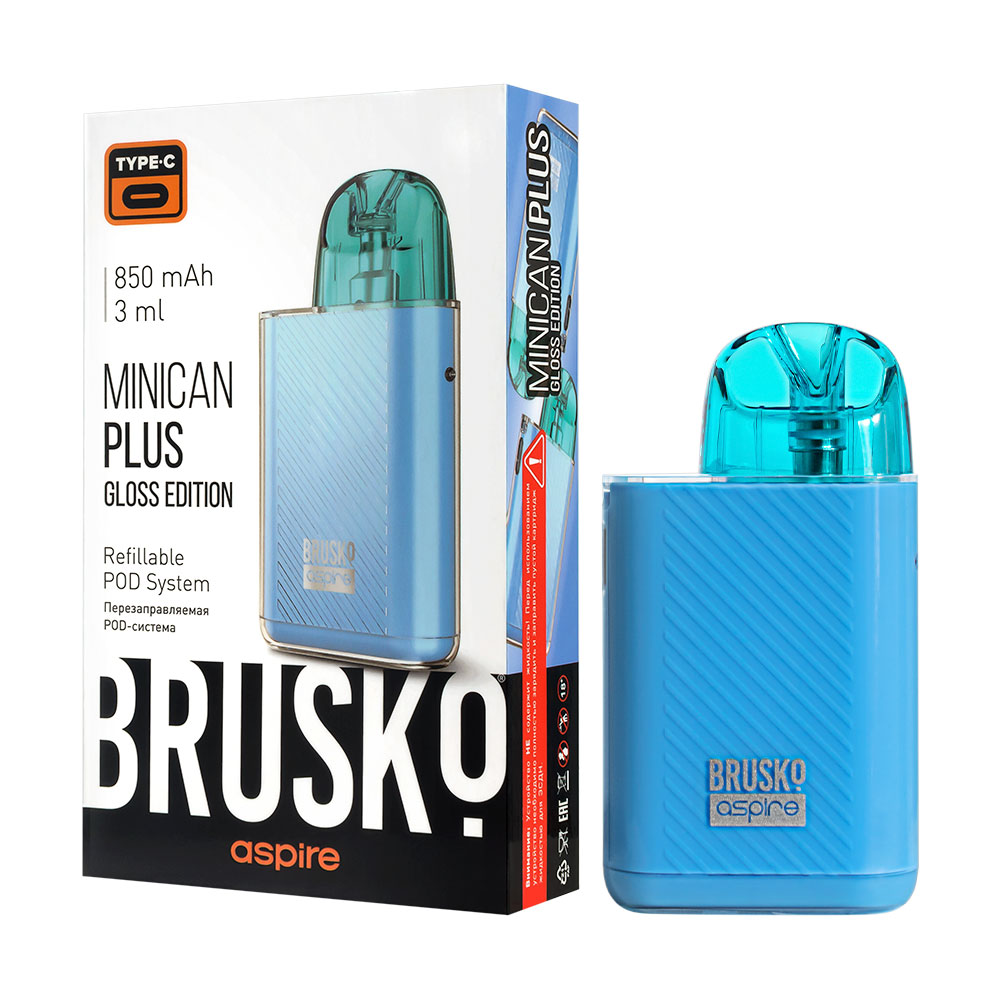 Многоразовая электронная система,  Модель BRUSKO MINICAN PLUS GLOSS EDITION (синий)