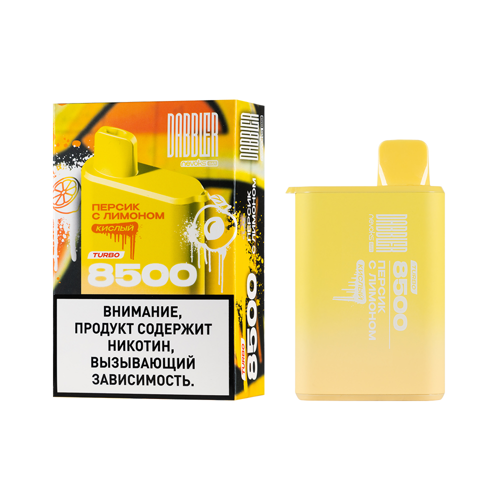 Одноразовая ЭС DABBLER TURBO 8500 с ароматом персика с лимоном, кислый, 20 мг/см3, 8,5 мл (М)