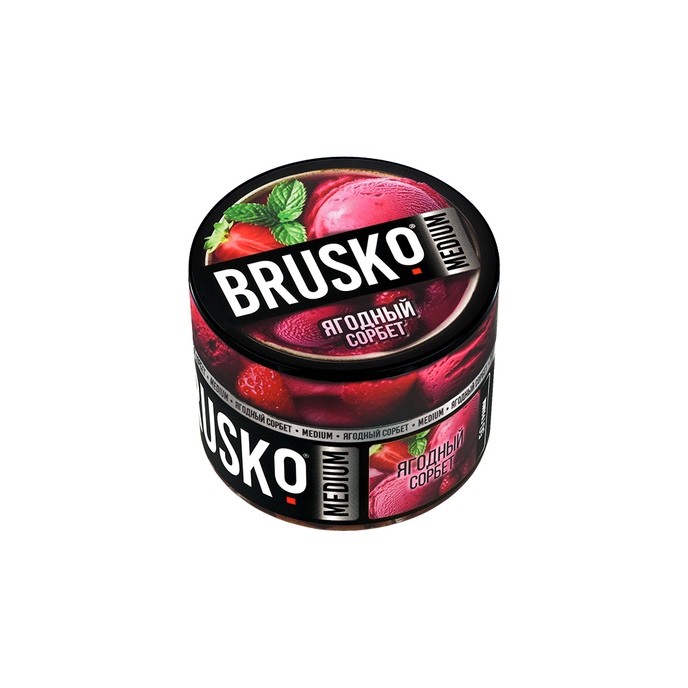 Бестабачная безникотиновая смесь для кальяна BRUSKO, 50 г, Ягодный сорбет