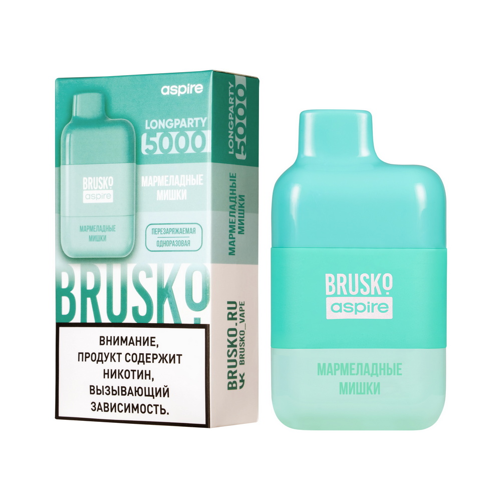 Одноразовая ЭСДН BRUSKO LONGPARTY 5000 с ароматом мармеладных мишек, 20 мг/см3, 9 мл (М)