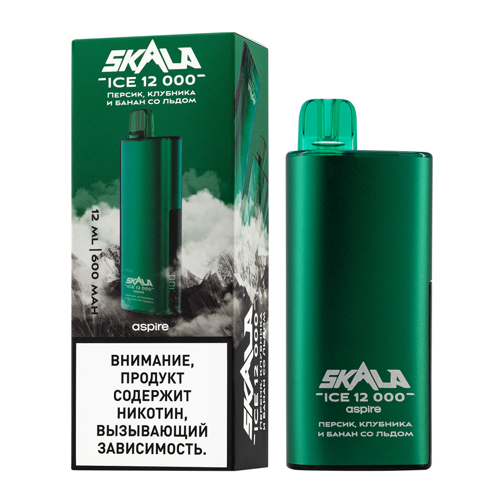 Одноразовая ЭС SKALA ICE 12000 с ароматом персика, клубники и банана со льдом, 20мг/см3, 12 мл (М)