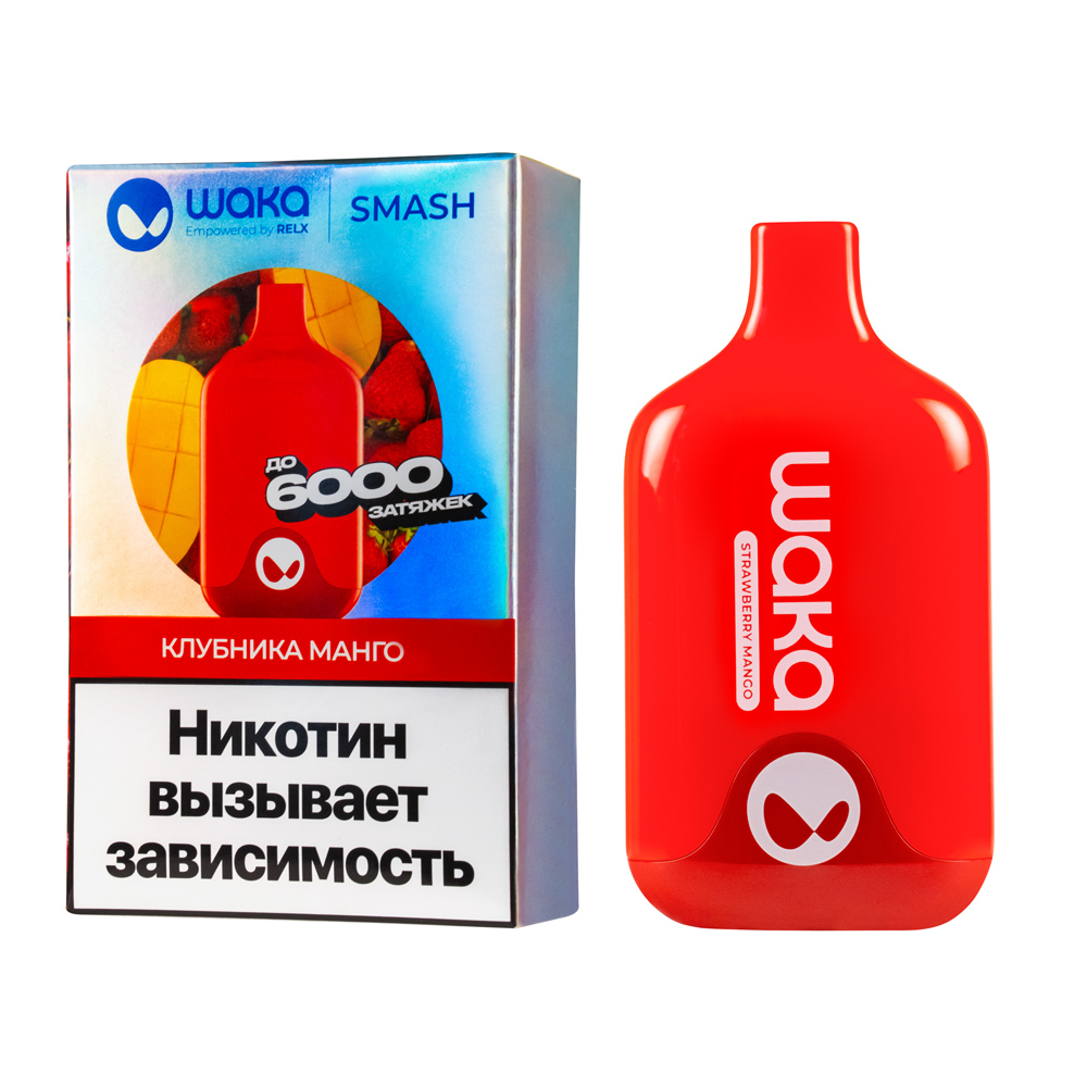 ОСДН WAKA SMASH 6000, Клубника Манго, 18 мг/см