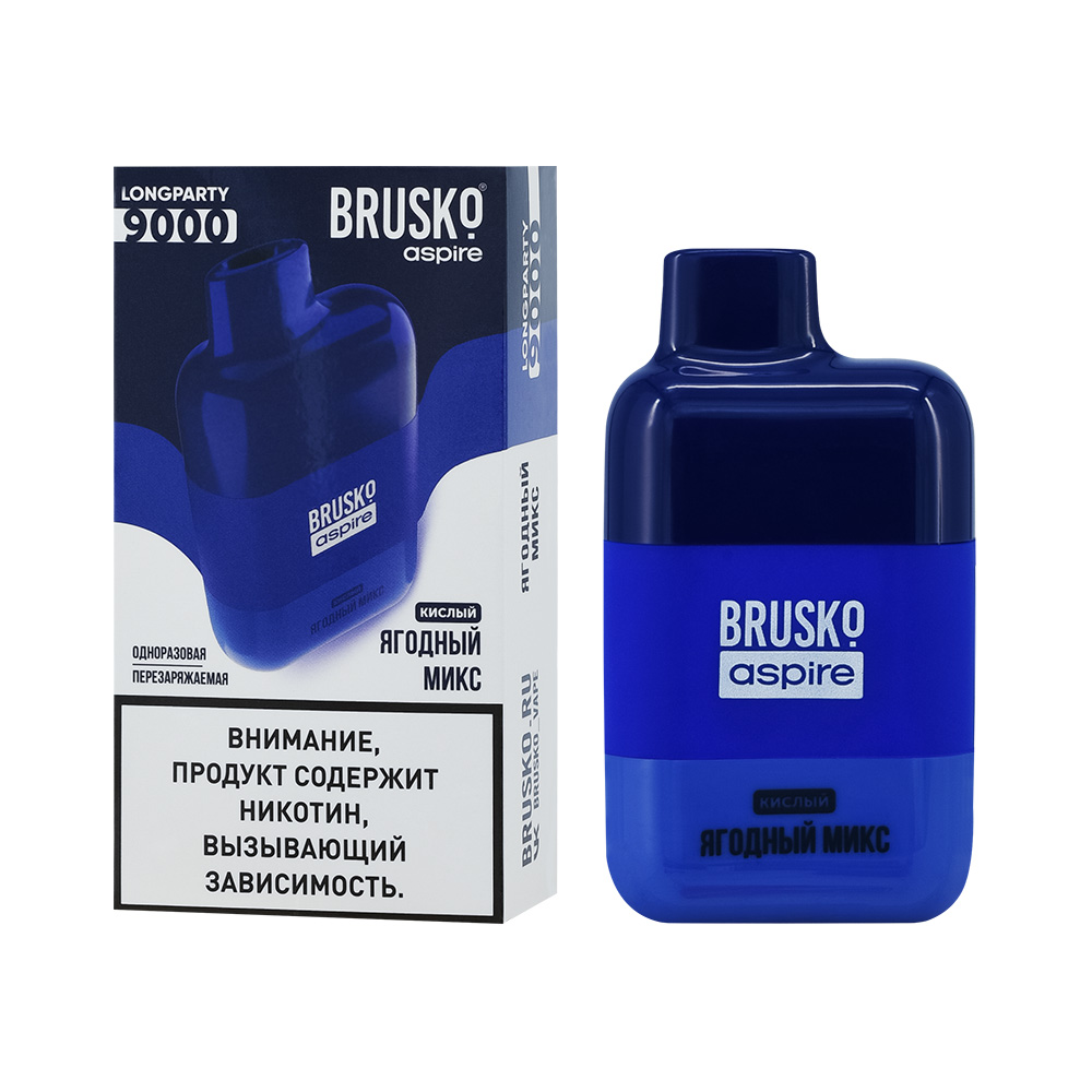 Одноразовая ЭС BRUSKO LONGPARTY 9000 с ароматом ягодного микса, кислый, 20мг/см3, 9 мл (М)