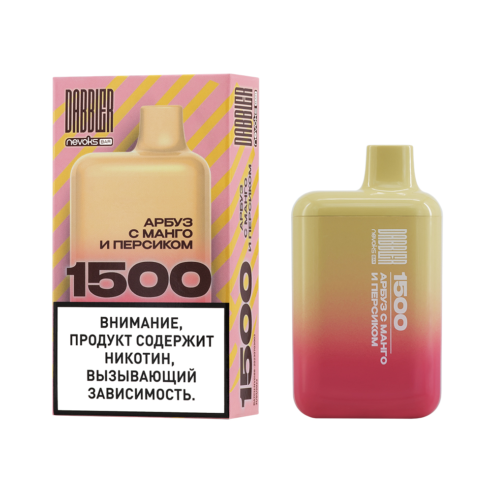 Одноразовая ЭС DABBLER 1500 с ароматом арбуза с манго и персиком, 20 мг/см3, 3 мл (М)