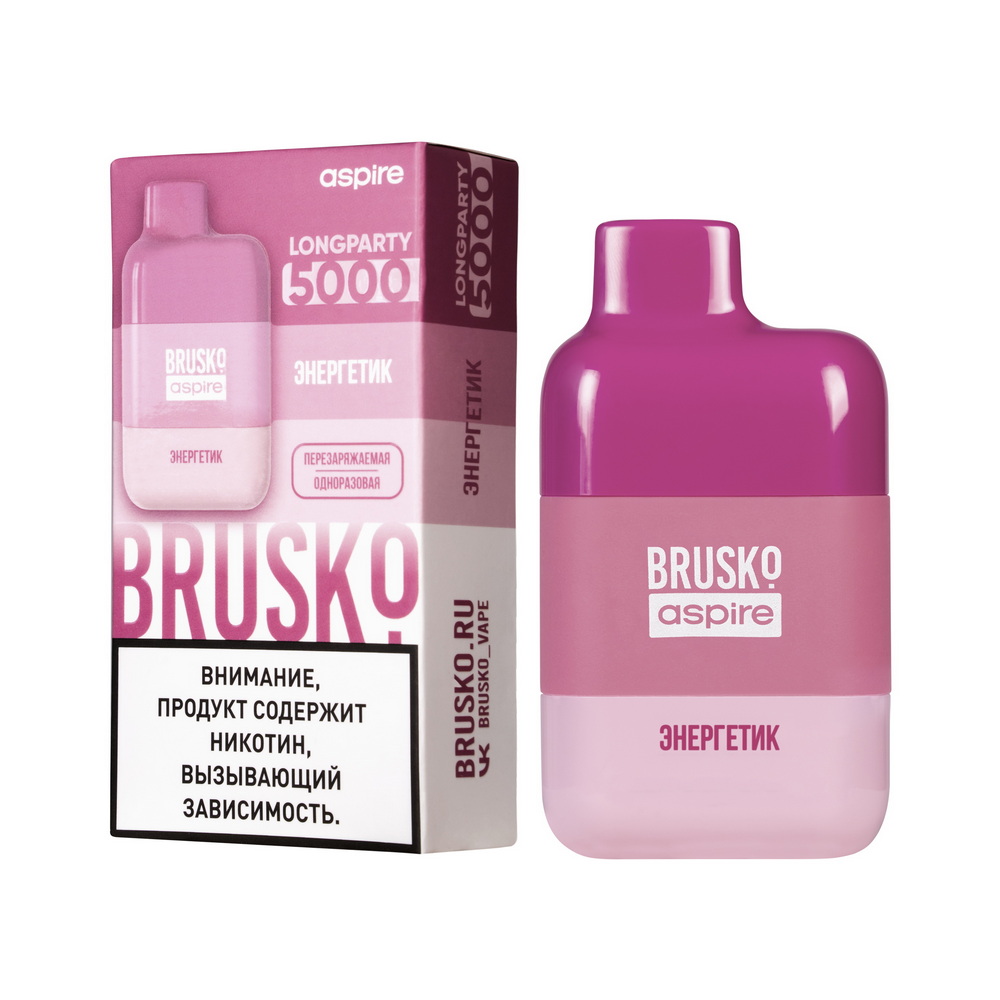 Одноразовая ЭСДН BRUSKO LONGPARTY 5000 с ароматом энергетика, 20 мг/см3, 9 мл (М)