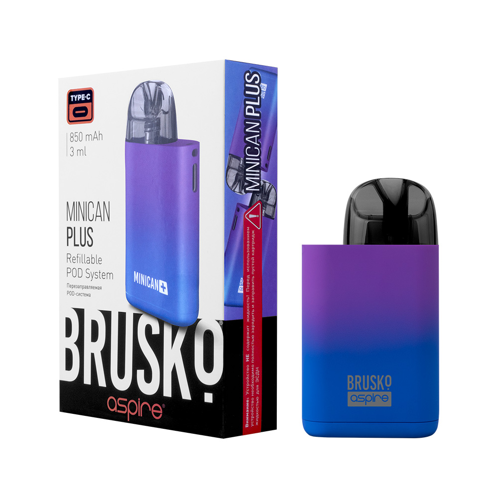 Многоразовая электронная система,  Модель BRUSKO MINICAN PLUS (сине-фиолетовый градиент)