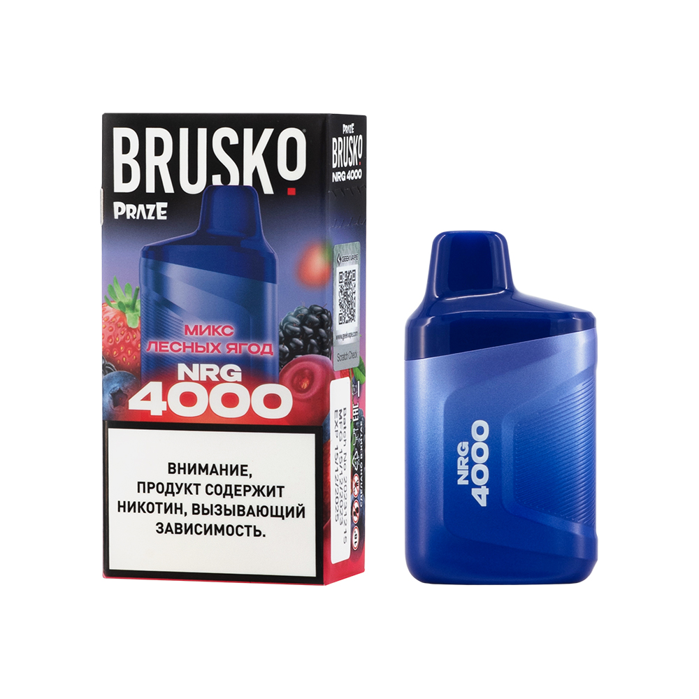 Одноразовая ЭС BRUSKO NRG 4000 с ароматом микса лесных ягод, 20 мг/см3, 3,3 мл (М)